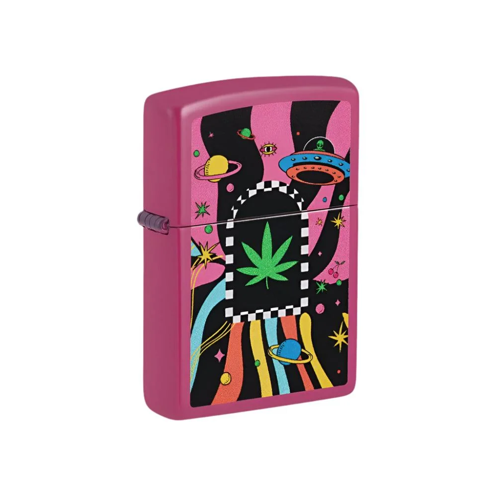 Zippo Lighter Weed Leaf with Spaceships Frequency - Lucas Lighters, LLC