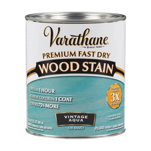 297427 Wood Stain, Translucent, Vintage Aqua, Liquid, 1 qt, Can - Varathane