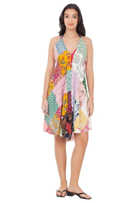 Boho Patchwork Halter Dress - India Boutique Inc.
