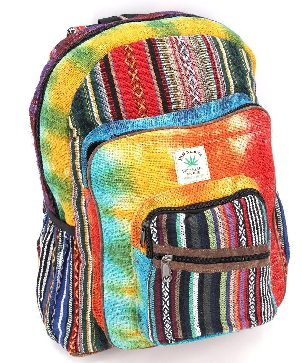Hemp and Nepal Detailed Tie Dye Mini Backpack - HIMALAYA HANDMADE LLC