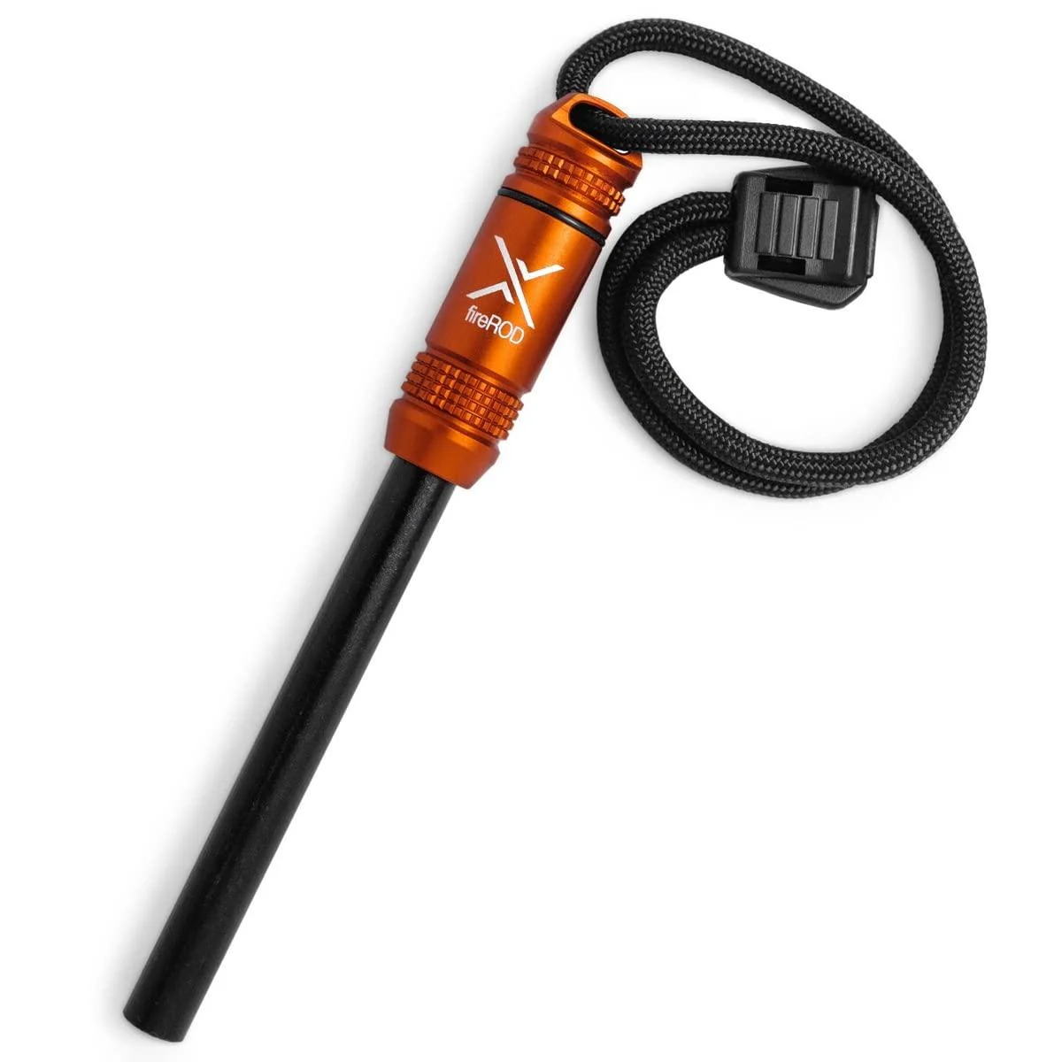 Exotac fireROD Ferrocerium Firestarter with Replaceable 5/16 in. Diameter Waterproof Ferro Rod Striker and Tinder Capsule Compartment with Included quickLIGHT Tabs, Works with Most Bushcrafting Knives Blaze Orange
