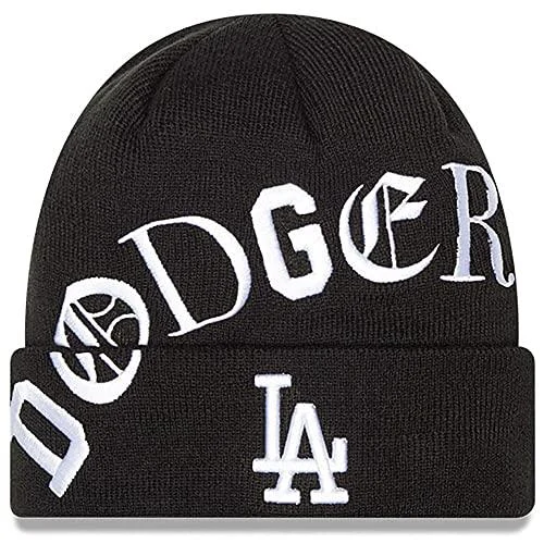 New Era LA Los Angeles Dodgers Blackletter Old English Letter Script Cuff Knit Beanie Hat