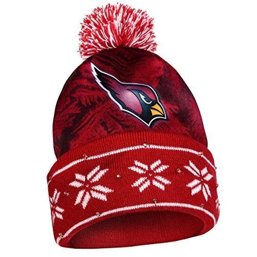 FOCO Men's NFL Team Logo Light Up Skull Winter Knit Cap Beanie Hat Arizona Cardinals One Size Big Logo