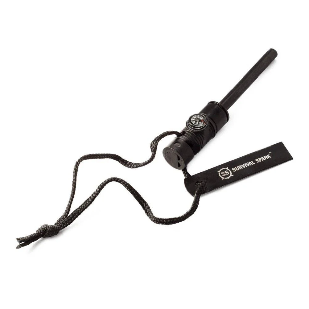Fire Starter - SurvivalSPARK Emergency Magnesium Fire Starter - Survival Fire Starter with Compass and Whistle