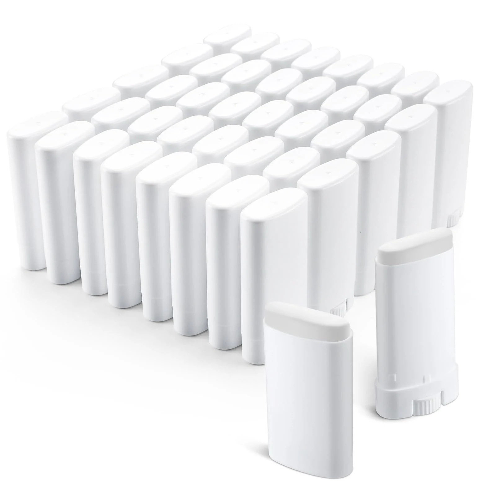 Wesiti 100 Pcs Plastic Empty Deodorant Containers 1/2 oz Travel Deodorant 15ml Refillable Containers Tubes Oval Lip Balm Tubes for Lip Balm DIY(White)