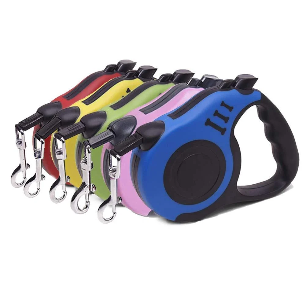 Retractable Dog Leash with Non-Slip Handle, Walking Leash for Small/Medium/Large Dog or Cat, Tangle Free Strong Nylon Tape, One-Handed Brake, Pause, Lock Blue Large