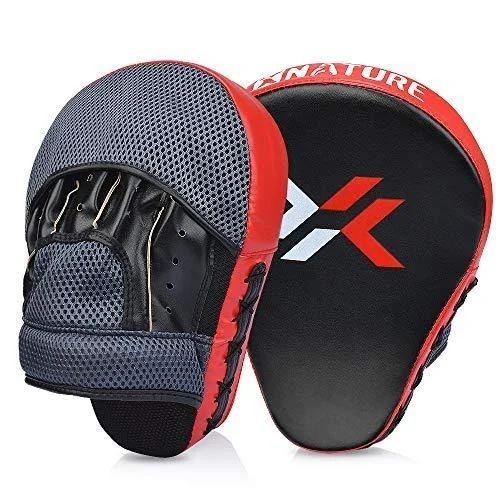 Xnature Essential Curved Boxing MMA Punching Mitts Boxing Pads w/Gift Box Hook & Jab Pads MMA Target Focus Punching Mitts Thai Strike Kick Shield for X'Mas Gift Punching Mitts A pair Red