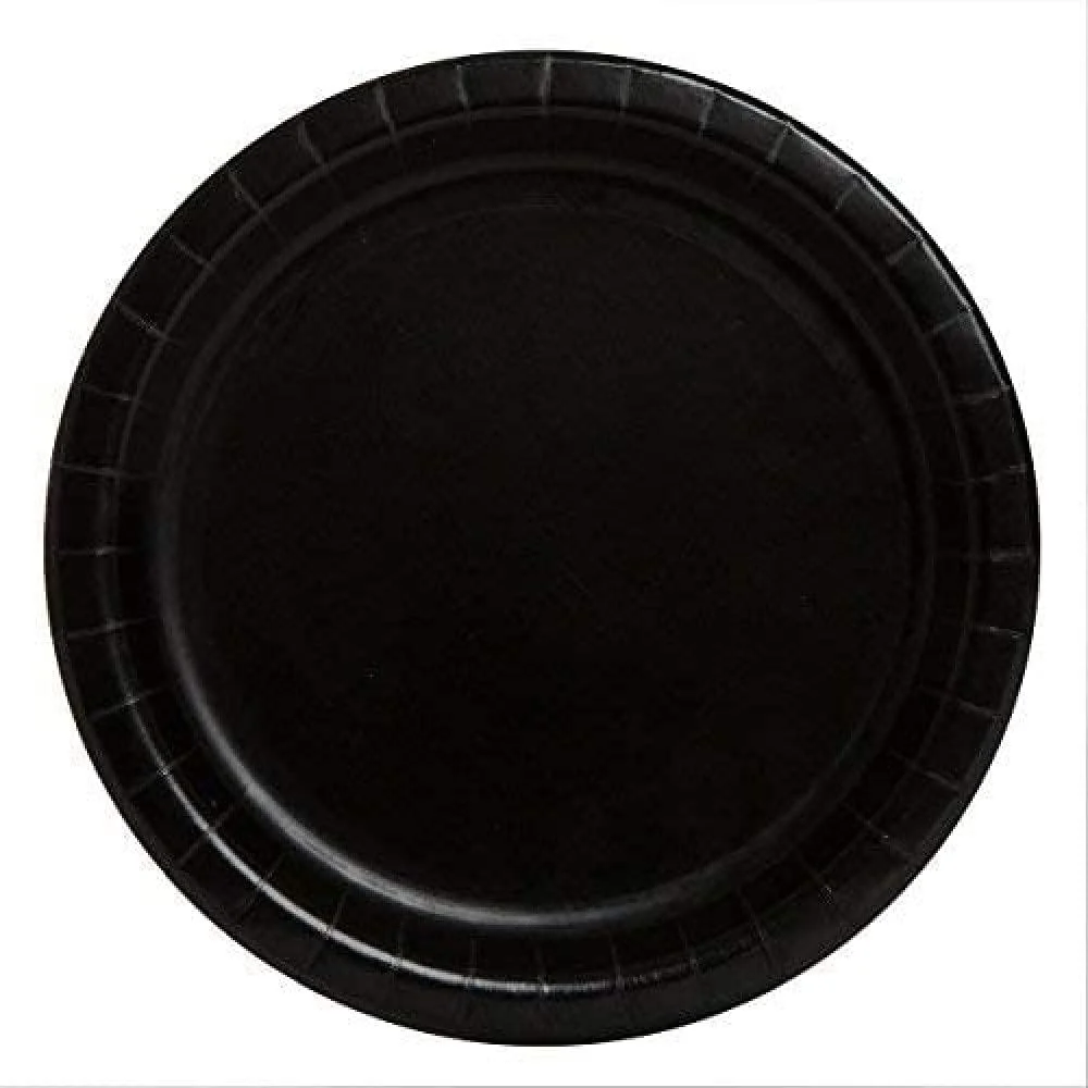 Unique Industries Cake Paper Plates 20 Pieces - Black Black 20ct