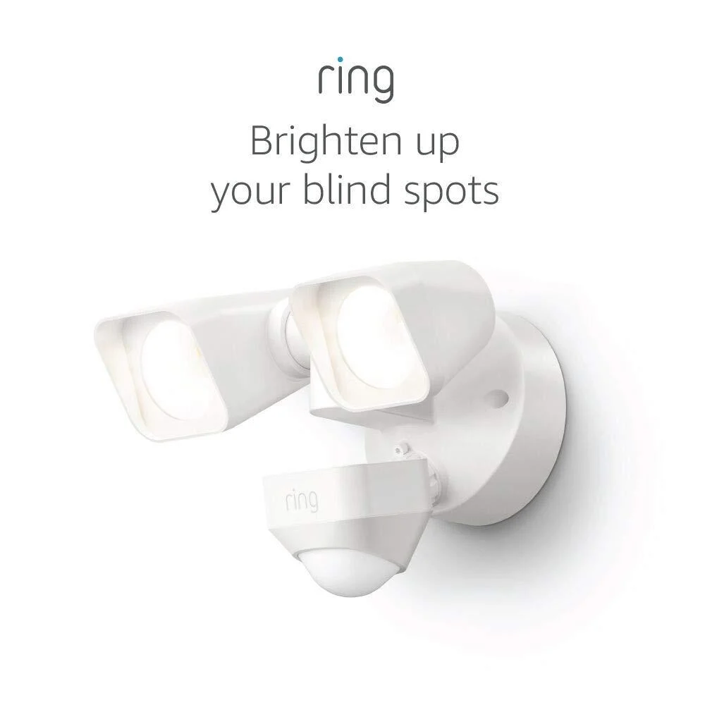 Ring Smart Lighting Floodlight, Wired, Outdoor Motion-Sensor Security Light, White (Bridge required) White Wired Floodlight