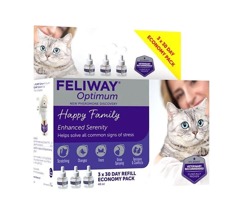 Feliway Optimum Refill Purple Package may vary 3 Count ( Pack of 1)