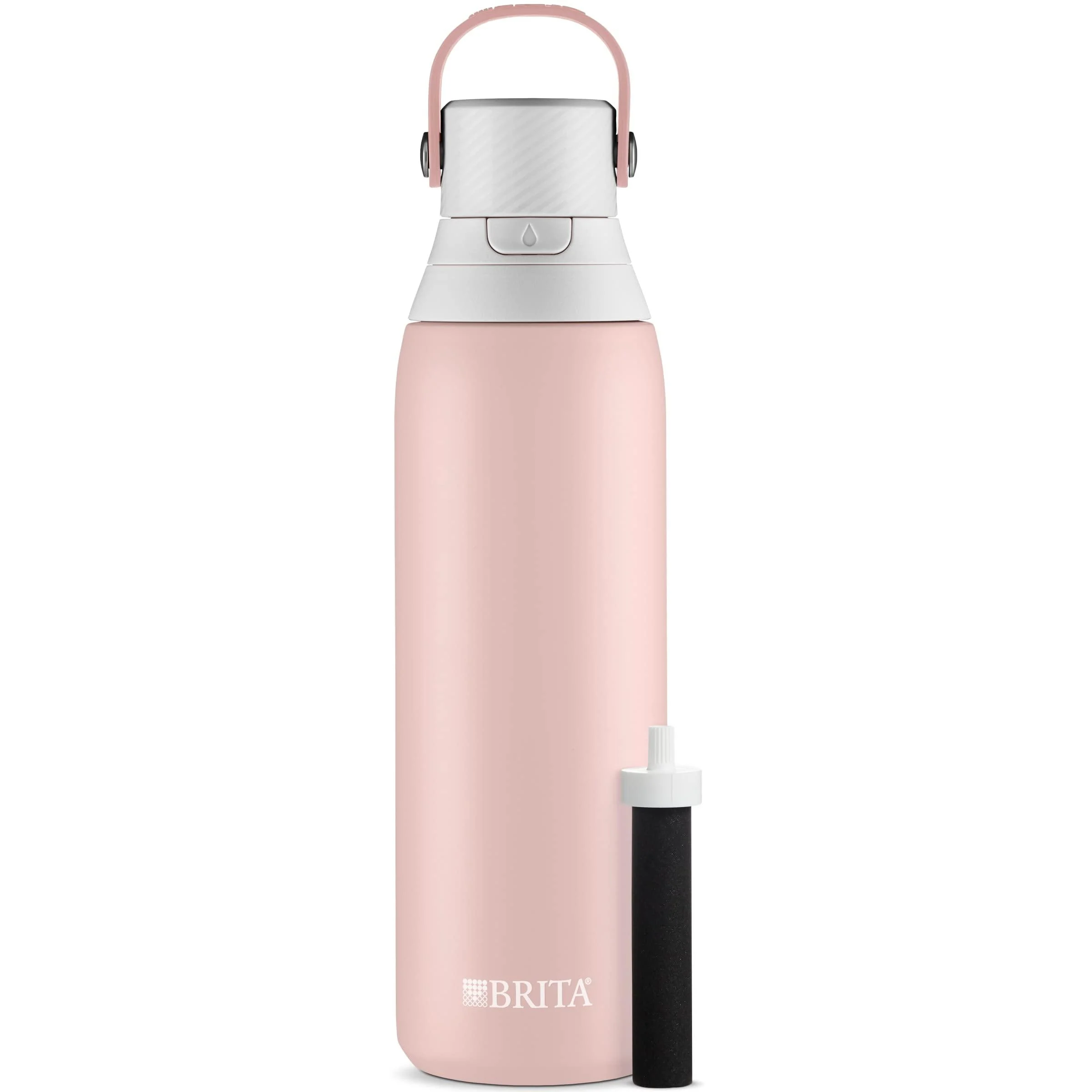 Brita Insulated Filtered Water Bottle with Straw, Reusable, Stainless Steel Metal, Rose, 20 Ounce 20 oz Rose