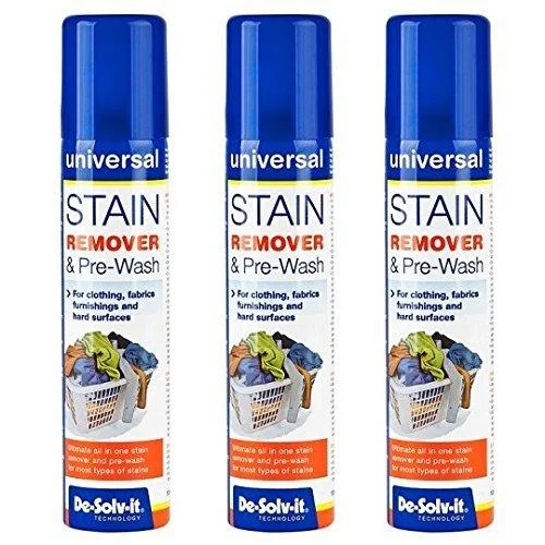 3 x De-Solv-it Desolvit Stain Remover & Pre-Wash Spray 100ml for Clothing Favrics Furnishings and Hard Surface