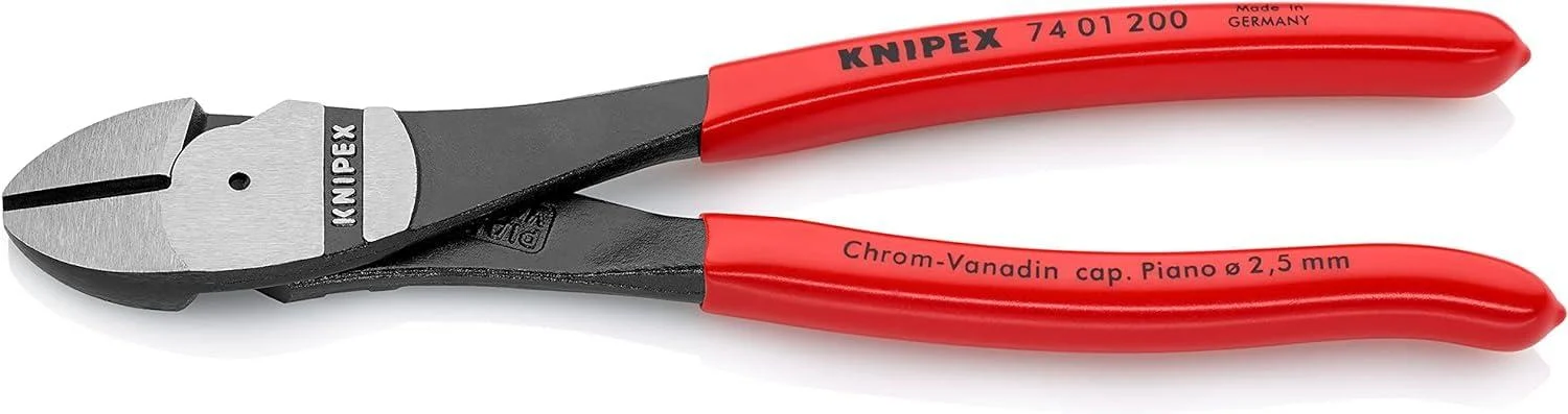 Knipex High Leverage Diagonal Cutter black atramentized plastic coated 200 mm 74 01 200 Grips Plastic Coated Red 200 mm atramentized standard packaging
