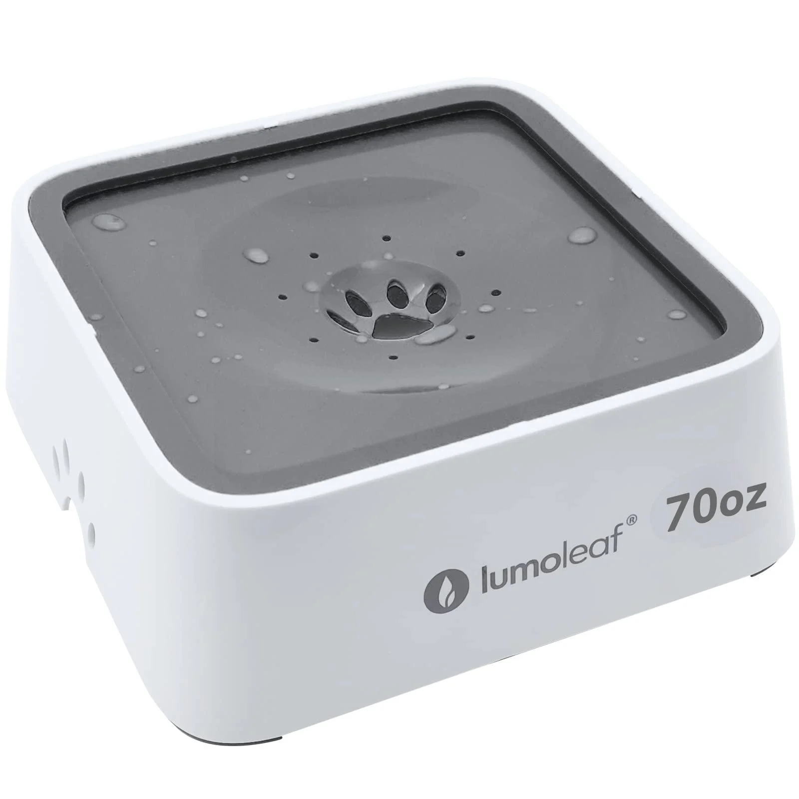 LumoLeaf Dog Water Bowl 70oz/2L Dog Bowl Large Capacity No-Spill Pet Water Bowl Non-Slip Slow Water Feeder Dispenser with Replacement Filter Vehicle Travel Dog Water Bowl for Medium Large Dogs 70OZ Grey