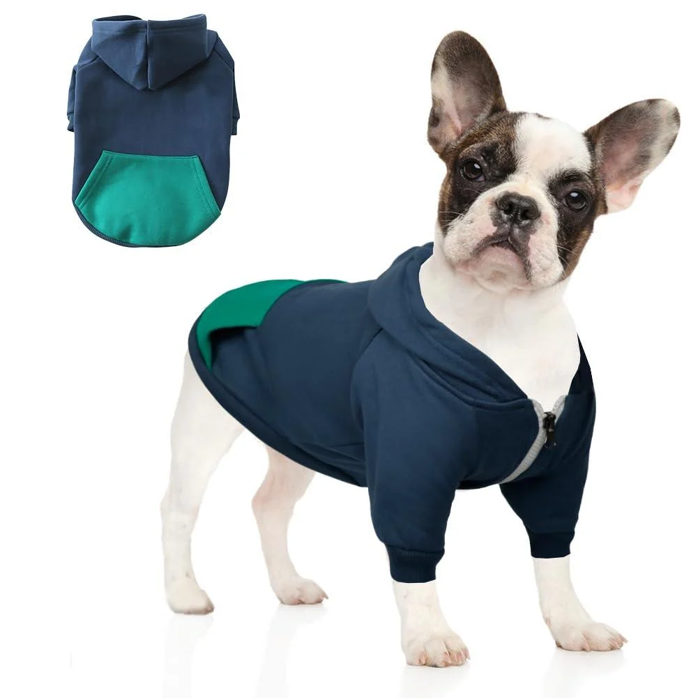 meioro Zipper Hooded Pet Clothing Dog Cat Clothes Cute Pet Clothing Warm Hooded French Bulldog Pug Siberian Husky Collie (Blue 3XL) 3XL Blue