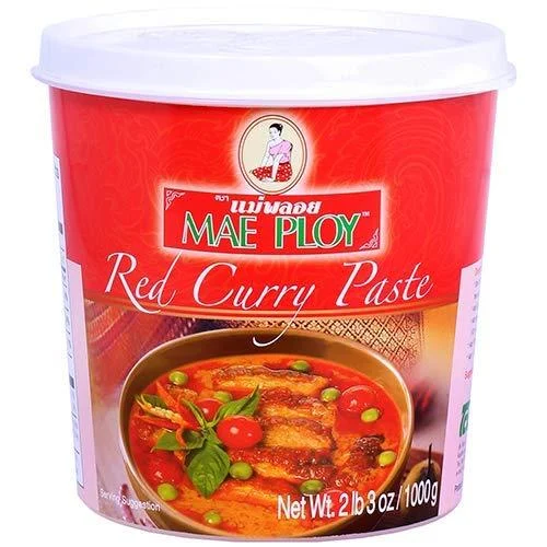 Mae Ploy Red Curry Paste, Authentic Thai Red Curry Paste For Thai Curries And Other Dishes, Aromatic Blend Of Herbs, Spices And Shrimp Paste, No MSG, Preservatives Or Artificial Coloring (35oz Tub) Original Version