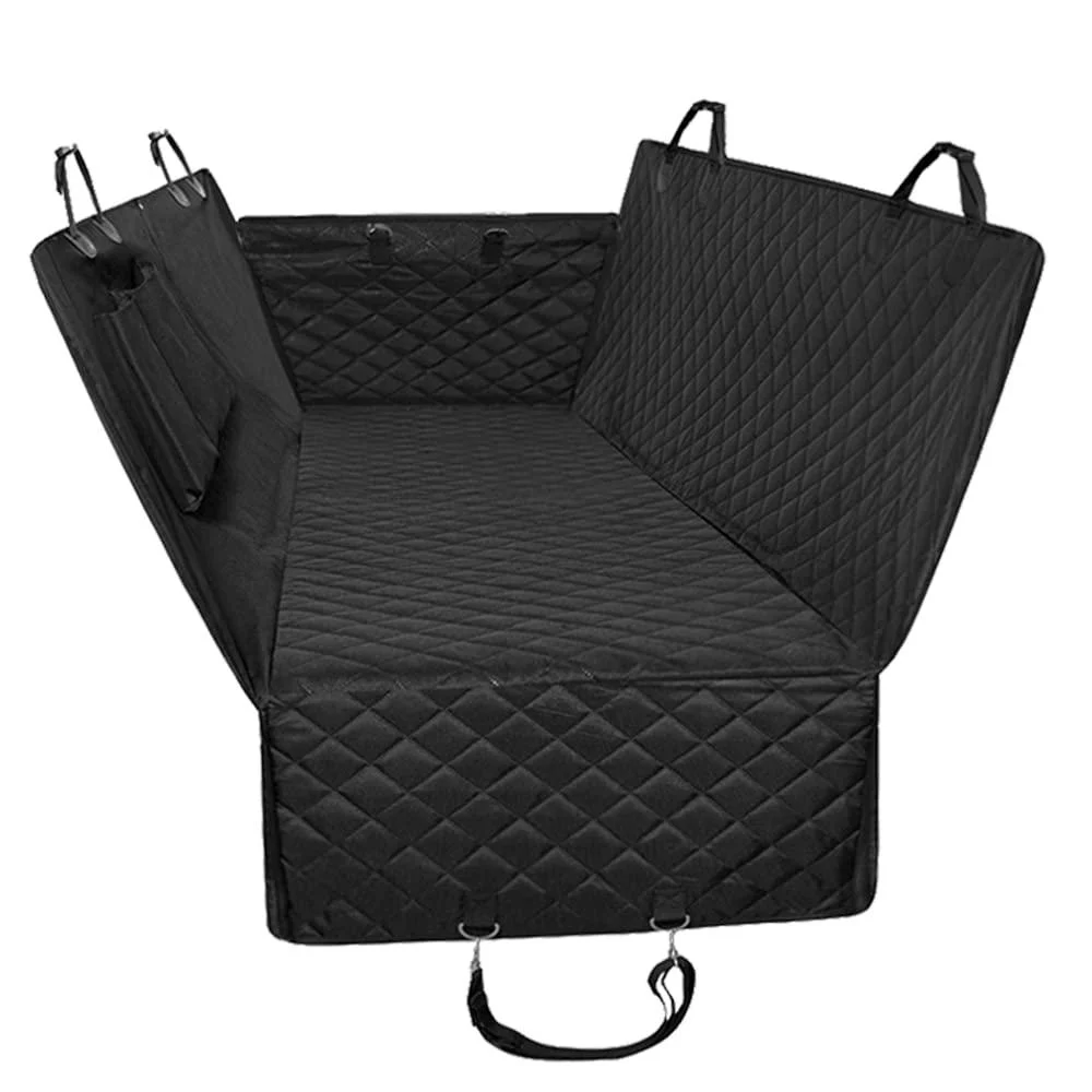 Honest Luxury Quilted Dog Car Seat Covers with Side Flap Pet Backseat Cover for Cars, Trucks, and Suv's - Waterproof & Nonslip Dog Seat Cover Large(57''Wx60''L) Black