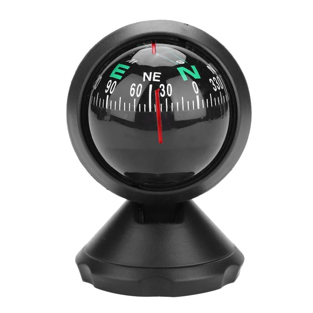 Black Adjustable Ball Night Vision Compass Boat Compass Dash Mount , Adjustable Dash Car Compass for Car Marine Boat Ship 1 - Flylin