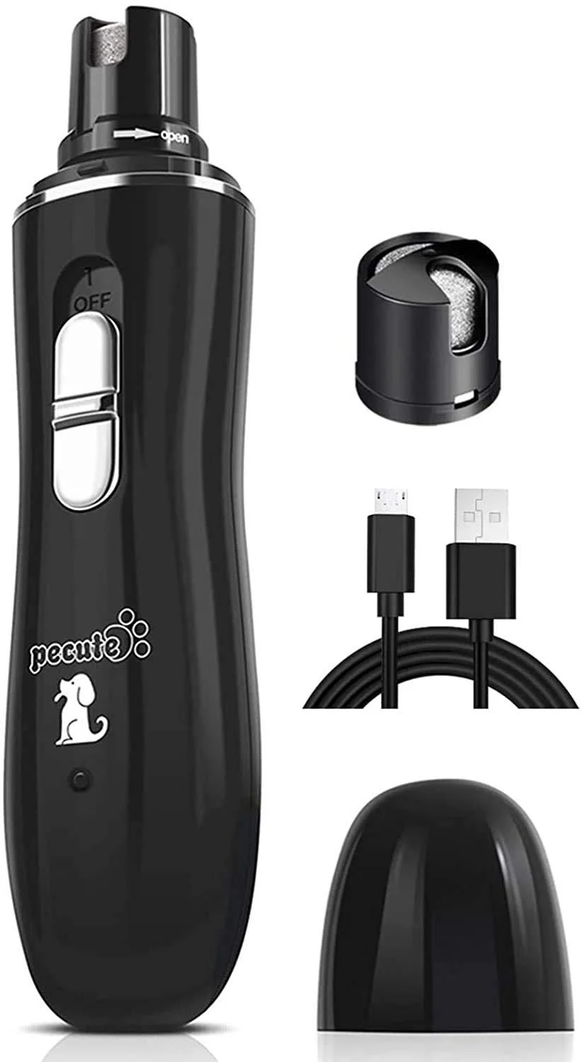 pecute Dog Nail Grinders 50 DB Ultra Quiet Electric Nail File With 2 Speeds Fast Clipping Quick USB Charging Long Working Time Pet Claw Trimmers for Small to Medium Dogs Cats(Black) Black Classic(Small)