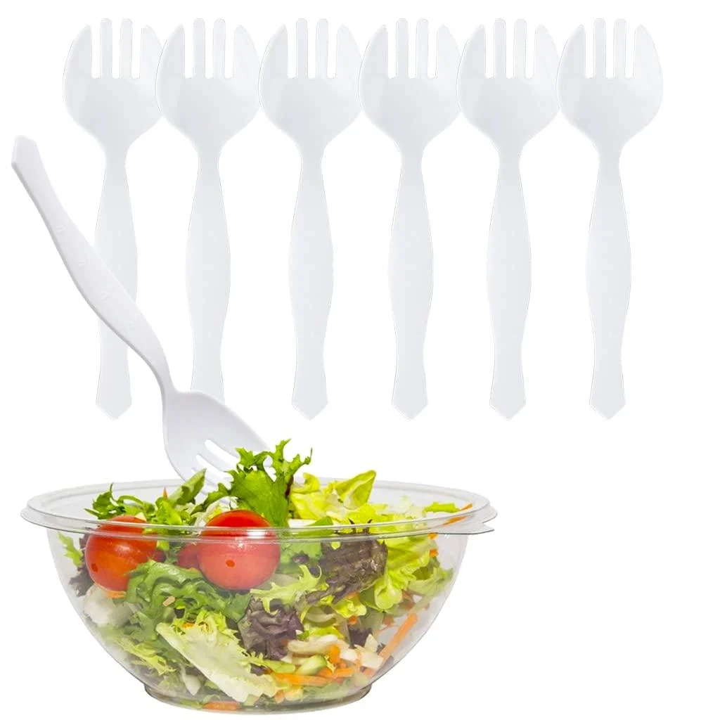 PARTY BARGAINS 8.75" Disposable Plastic Serving Forks - 6 Pack Heavy Duty White Serving Fork Excellent for Wedding Catering Services Buffet Birthday Parties White Forks 6