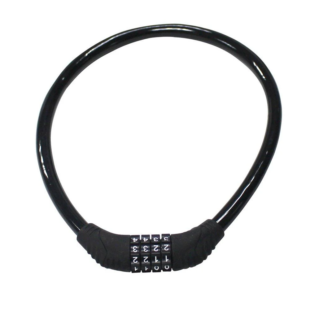 Sanwo Security Bike Lock 4 Digit Resettable Combination Cable Lock for Bicycle, 2 Feet x 1/2 Inch Black