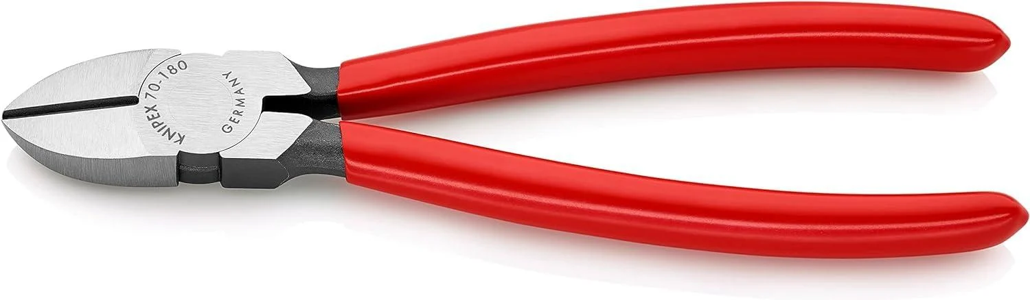 Knipex Diagonal Cutter black atramentized plastic coated 180 mm (self-service card/blister) 70 01 180 SB Grips Plastic Coated Red 180 mm atramentized on self-service card