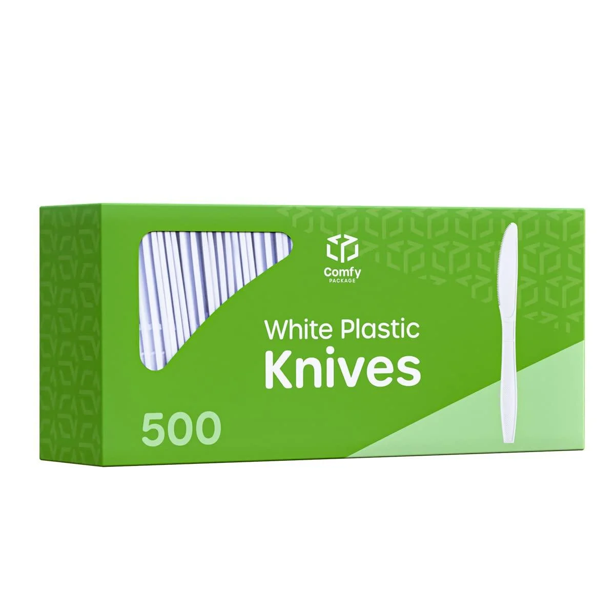 Comfy Package 500 Pack Extra Heavyweight Disposable White Plastic Knives