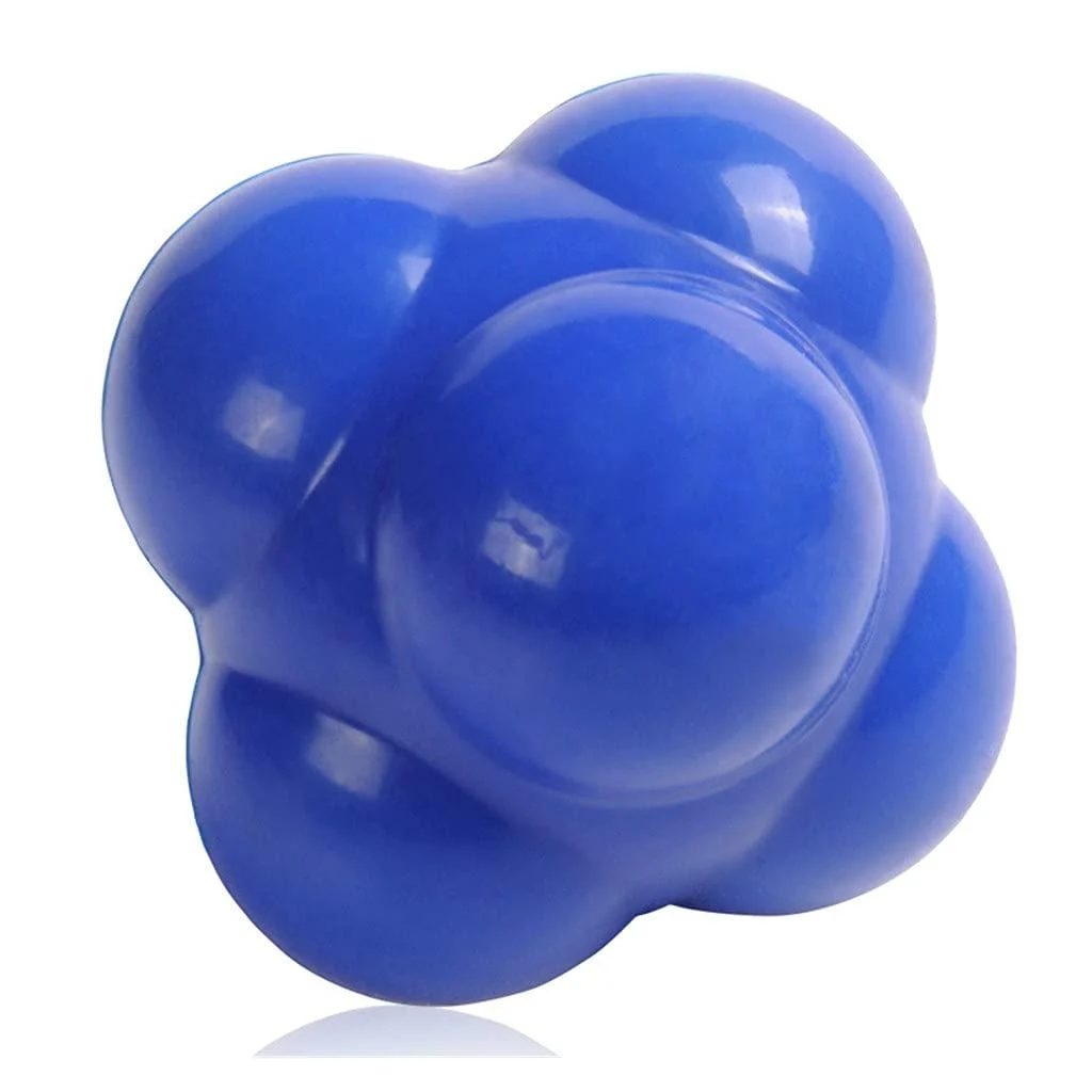 FMELAH Rubber Reaction Ball Field Training Ball and Agility Trainer by Hexagonal Ball for Hand-Eye Coordination (Blue)