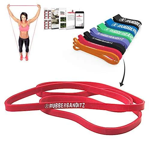 Rubberbanditz Pull Up Assist Resistance Bands Heavy Duty Loop Exercise Workout Bands for Powerlifting Mobility and Stretching Red