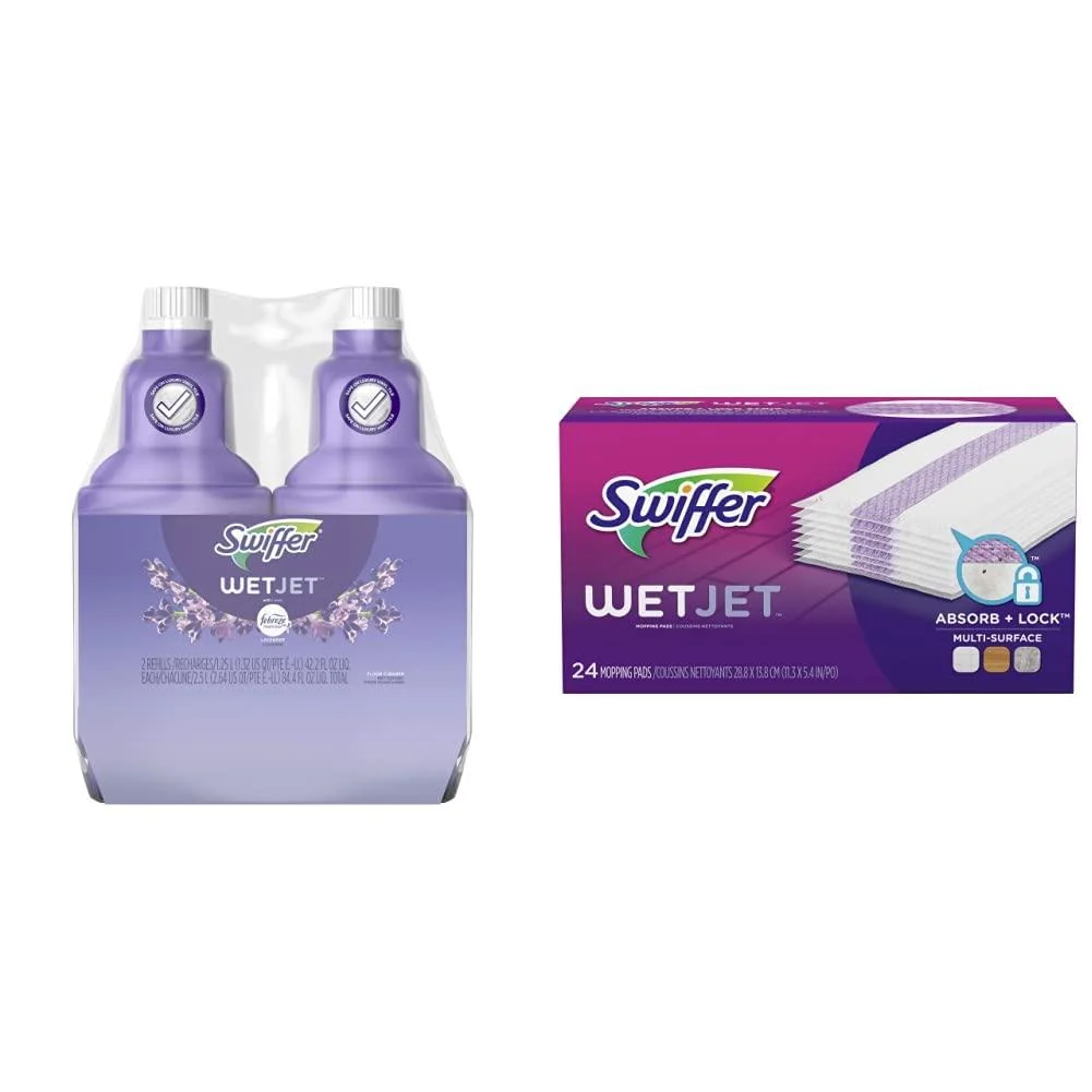 Swiffer WetJet Refill Kit: Floor Cleaner Mop Pad Refills and Floor Cleaner Solution Refills