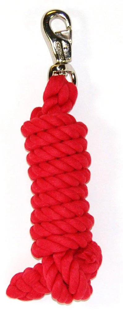 Hamilton Cotton Lead with Nickel-Plated Bull Snap, Red, 3/4" Thick x 10' Long Red Medium (Pack of 1)