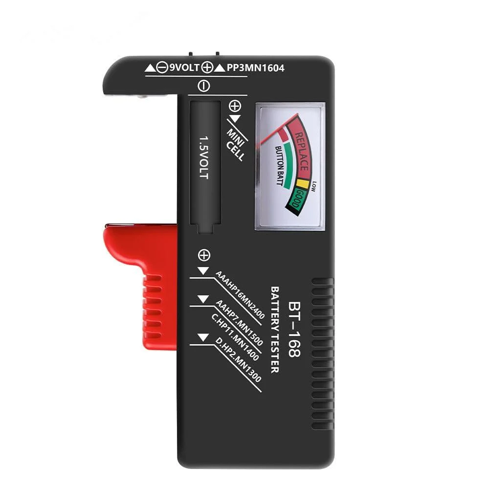 Battery Tester Universal Battery Checker Small Battery Testers for AAA AA C D 9V 1.5V Button Cell Household Batteries Model BT-168