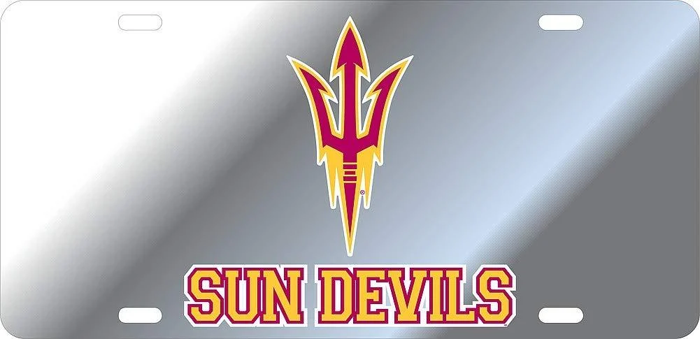 Elite Fan Shop NCAA Mirrored Acrylic License Plate Silver Arizona State Sun Devils Silver One Size