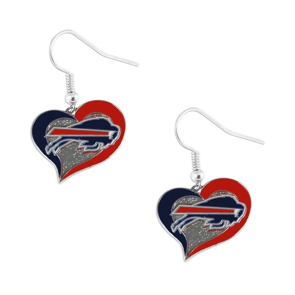 Aminco NFL Swirl Heart Earrings Buffalo Bills