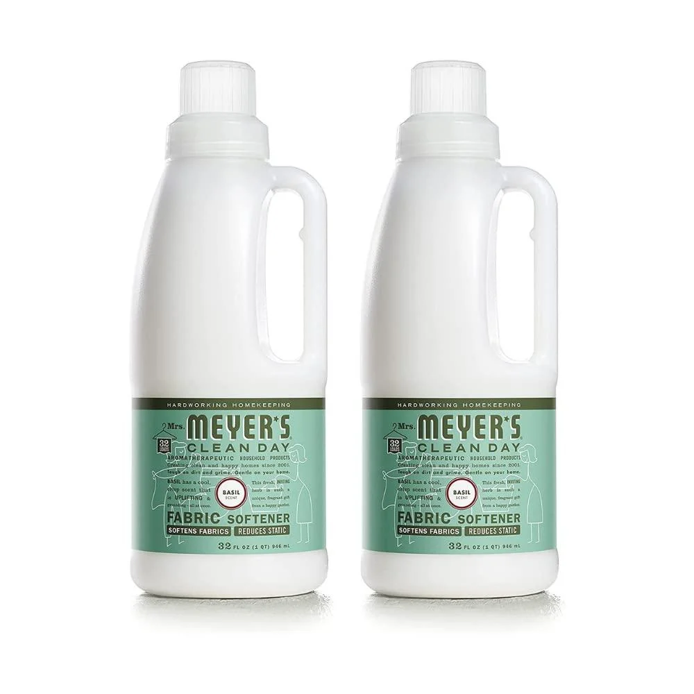 Mrs. Meyer's Clean Day Liquid Fabric Softener Bottle, Basil Scent, 32 Fl oz (Pack of 2)