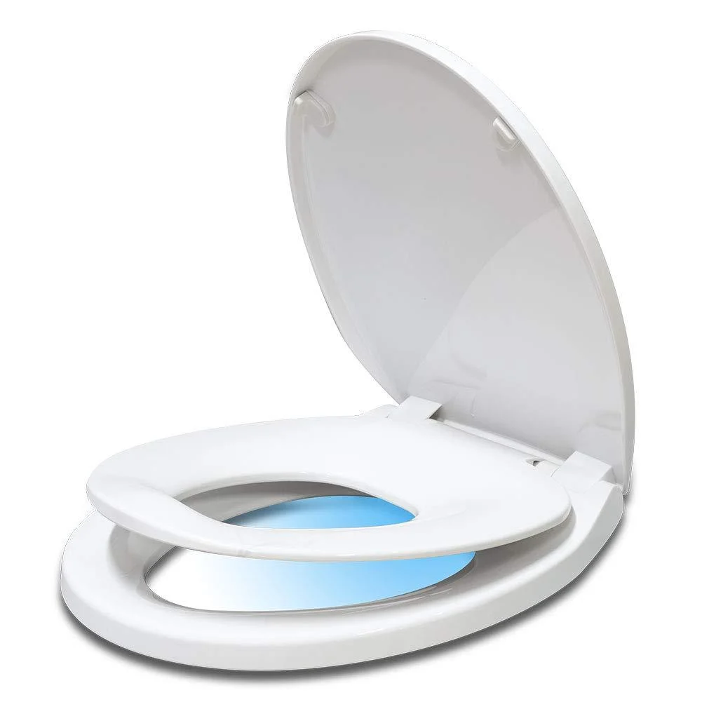 Round Toilet Seat with Built in Potty Training Seat, Slow Close, Easy Clean, Plastic, White - WSSROGY