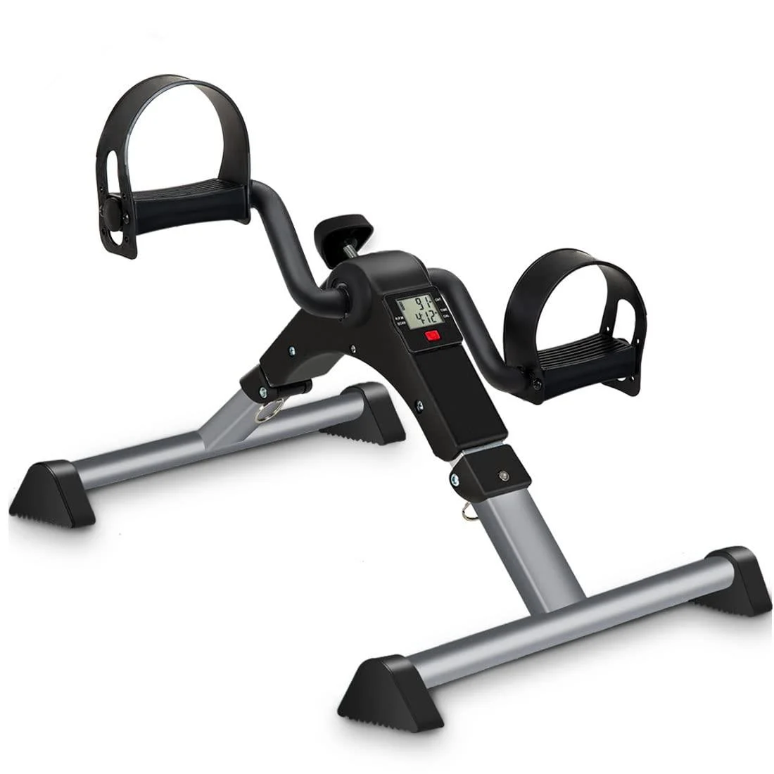 GOREDI Pedal Exerciser, Fitness Folding Exerciser Peddler for Arm & Leg Workout, Upper & Lower Under Desk Bike with LCD Display Grey