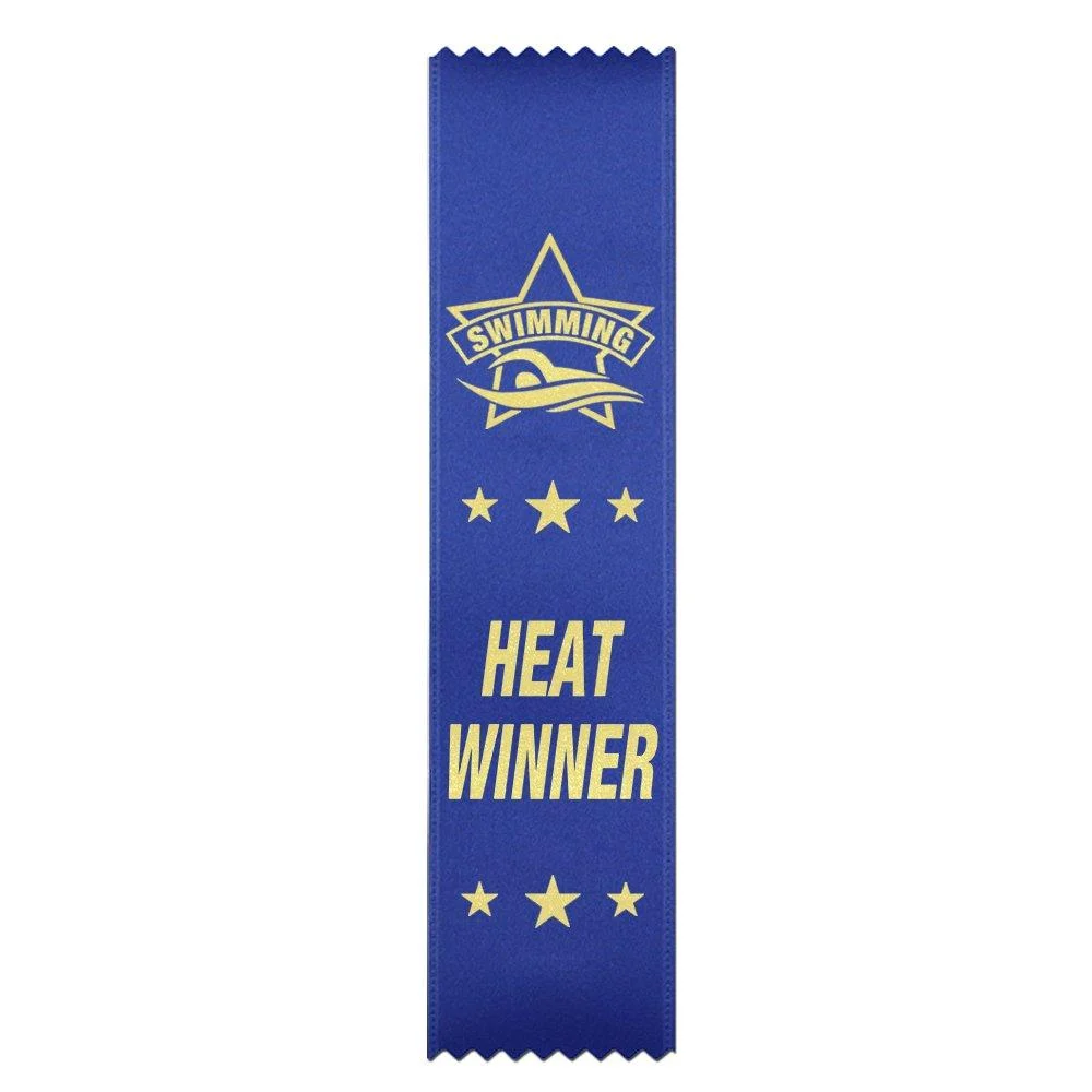 RibbonsNow Swimming Heat Winner (Blue) 50 Economical Flat Style Ribbons (No Card & String)
