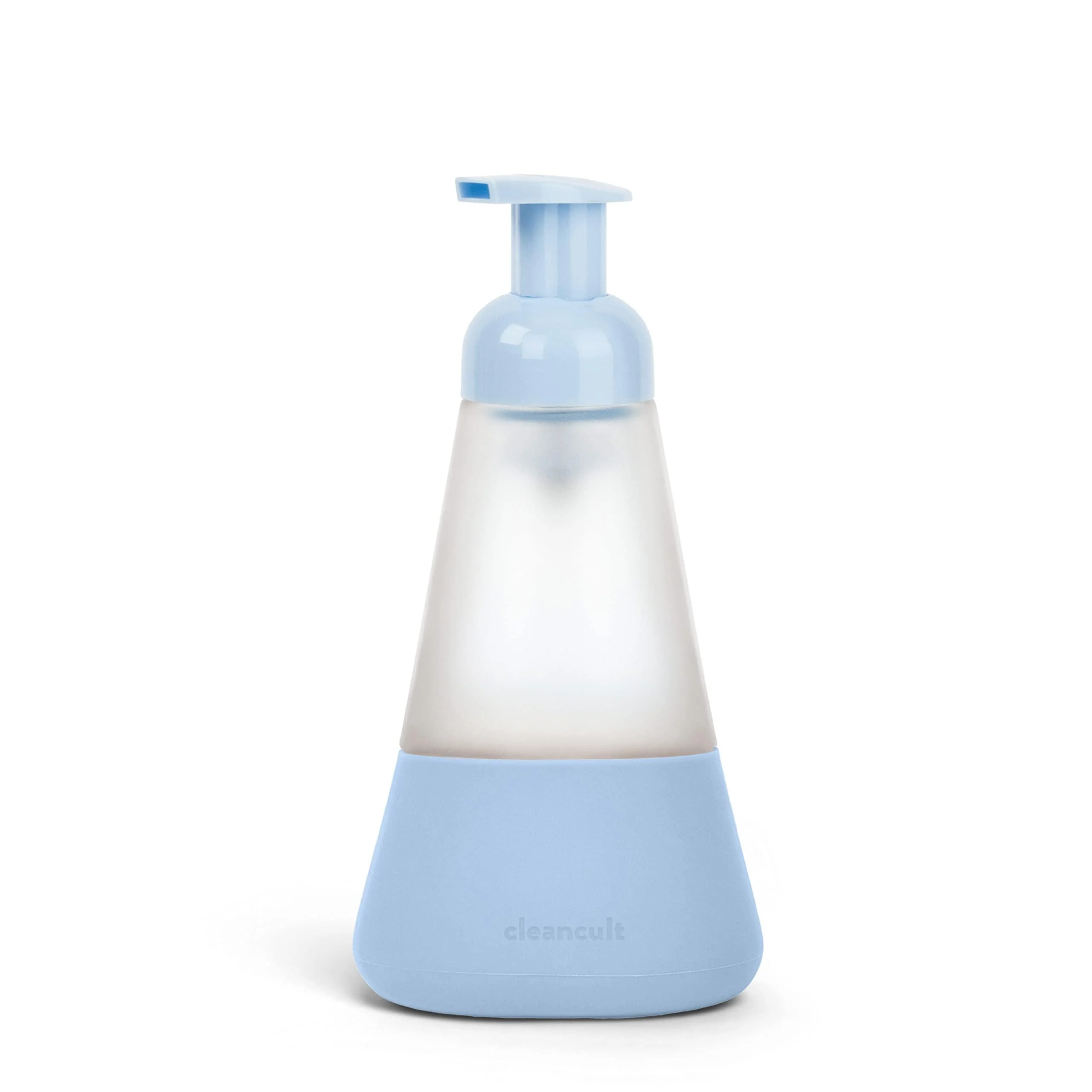 Cleancult Foaming Hand Soap & Hand Sanitizer Dispenser with Pump, Refillable Glass 12oz Container, Shatter Resistant, Non-Slip Grip, Matte Frosted Finish, Kitchen & Bathroom Sink, 1 Pack - Periwinkle 1 Count (Pack of 1) Pe…
