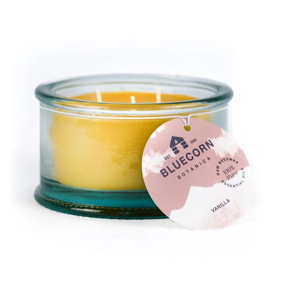 Bluecorn Botanica Beeswax Candle - 3-Wick Scented Candle Made with Pure Beeswax & Vanilla