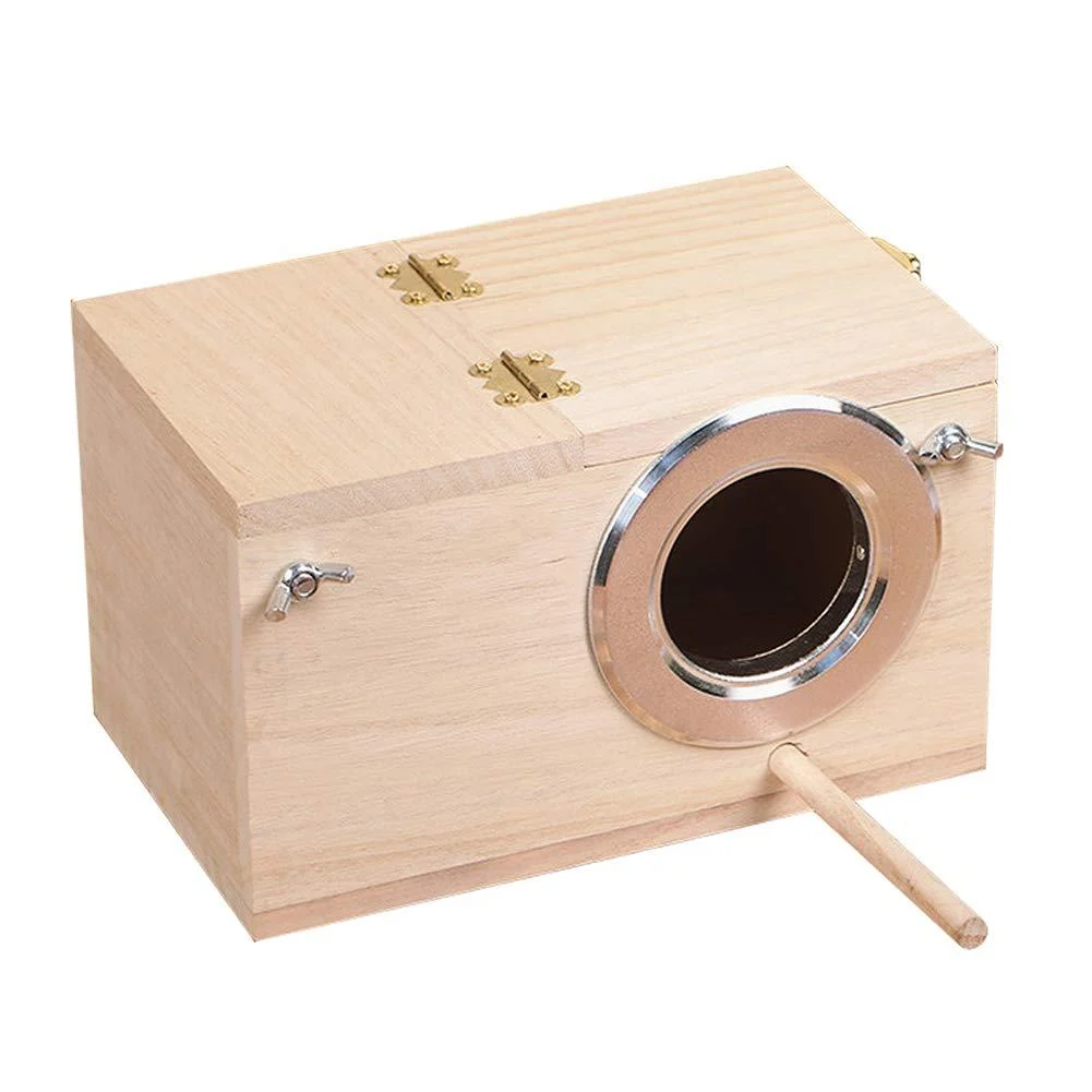 YJJKJ Pet Wood Parakeet Budgie Cockatiel Breeding Nesting Bird Aviary Cage Box