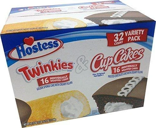 Hostess Twinkies & Cupcakes (16 Twinkies & 16 Cupcakes) Individually Wrapped 32 Total