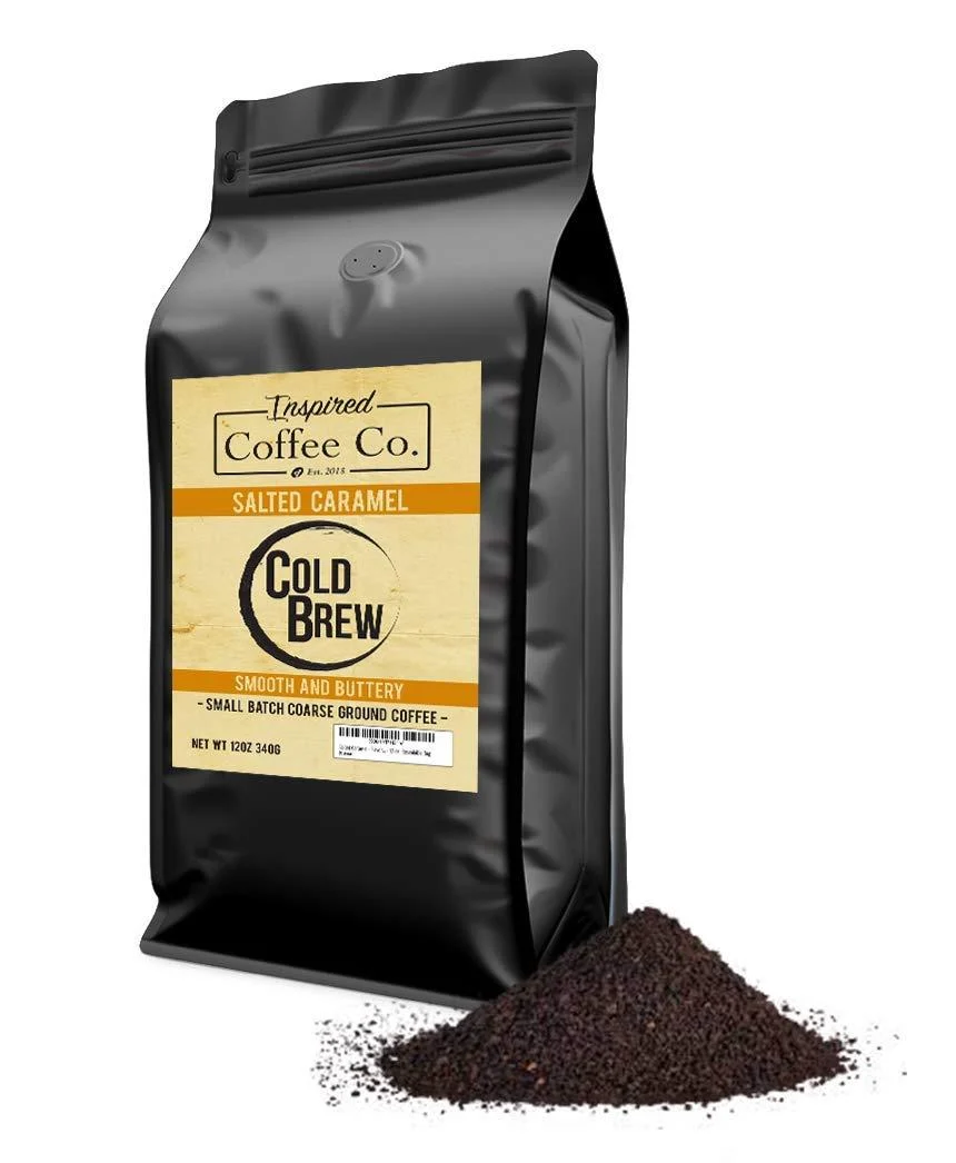 Salted Caramel - Flavored Cold Brew Coffee Grounds - Inspired Coffee Co Salted Caramel 12 Ounce (Pack of 1)