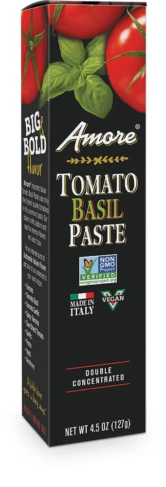 Amore Basil Tomato Paste, 4.5 Ounce Tube Tomato Basil 4.5 Ounce (Pack of 1)