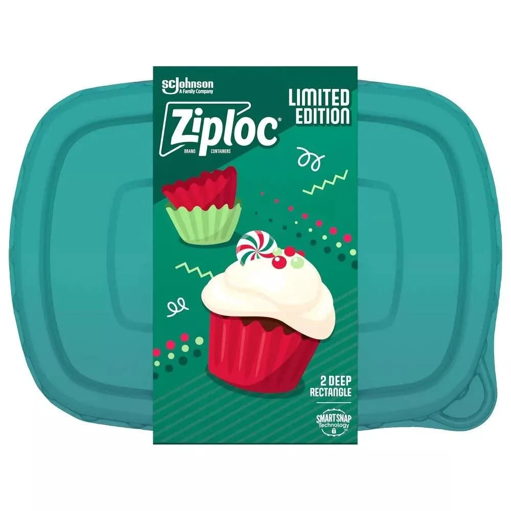 Ziploc Container Large Rectangle, 9 cup Containers - 2 ct