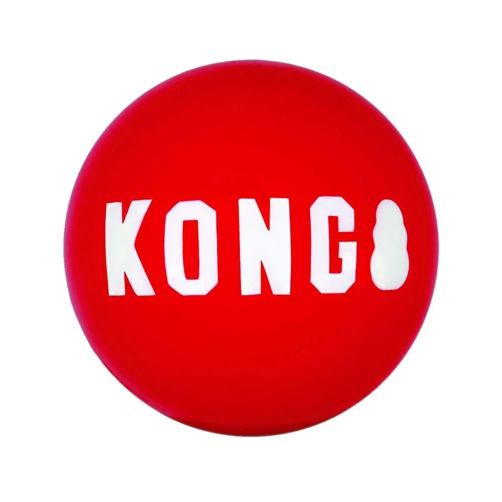 KONG - Signature Balls - 2 Pack Durable Ball for Chasing and Retrieving - For Medium Dogs Red M