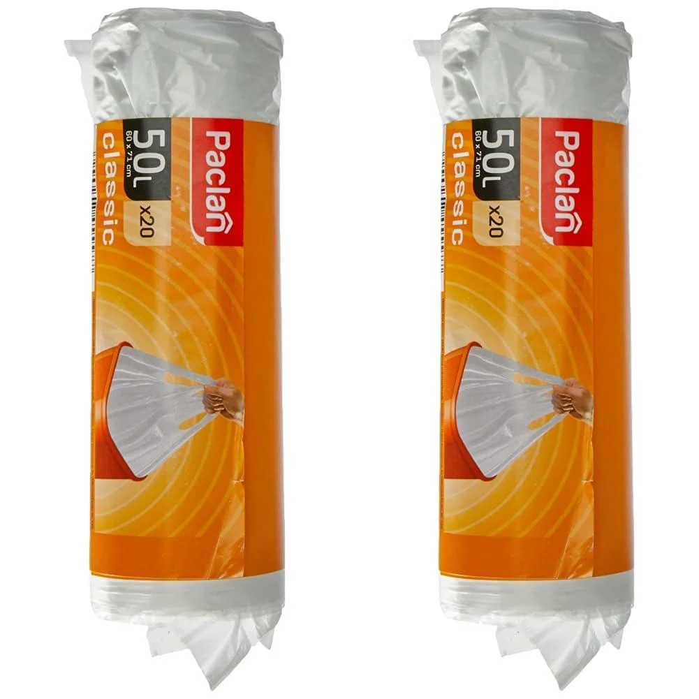 Paclan garbage bags with handle 20 x 50L 20 pieces (pack of 2) Paclan garbage bags with handle 20 pieces (pack of 2) Transparent