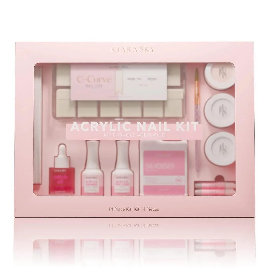 Kiara Sky 14 Piece Acrylic Nail Starter Kit (Includes EMA Monomer Top Coat Primer)