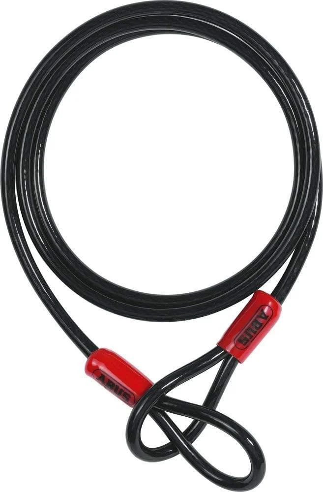 ABUS loop cable Cobra 5/75 - steel cable covered with plastic - fuse for bicycle and motorcycle accessories - 75 cm long 5 mm thick black 75 cm single