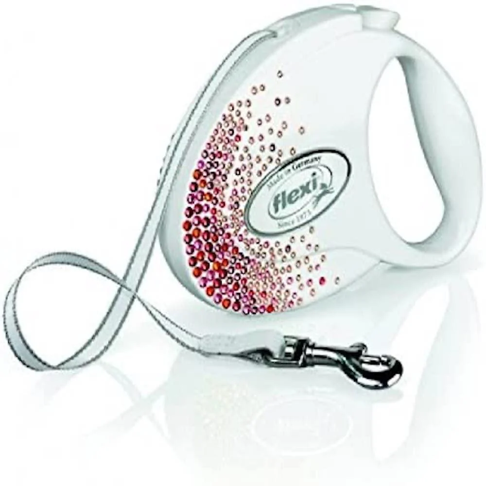 flexi Glam Splash Orient with Swarovski Crystals S - Dog Retractable Lead - 3 m - White multi small